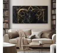 Grandi Capra Gotica Quadri Moderni Soggiorno Con Cornice Stampe da Parete Bafometto Horror Quadro su Tela Camera da letto Cucina Ristorante Decor Murale 50x100 cm