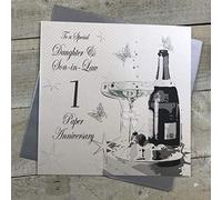 Grandi Carte di Cotone Bianco ad Un Figlia Speciale e Il Figlio-in-Law Testo Inglese della Carta Biglietto di Auguri Fatti a Mano