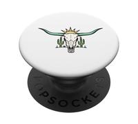 Grandi corna del teschio di toro occidentale PopSockets PopGrip Adesivo