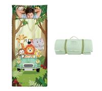 Grandi Dimensioni Sacco a Pelo Bambino con Rimovibile Cuscino 170×75cm, Pieghevole Nap Mat Caldo per Bambini Ragazzi, Nap Mats con Doppia Cerniera per Campeggio, Scuola Materna e Asilo, Animali