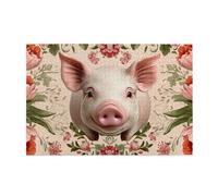 Grandi e piccoli maiali con fiori rosa 1000 pezzi puzzle per adulti puzzle di legno per adulti regali decorazione della casa