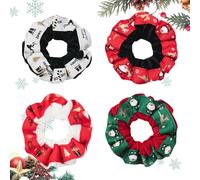 Grandi elastici, graziosi elastici - Elastici per capelli a tema natalizio | Simpatico pacchetto Scrunchy di per capelli per le vacanze, 4 fasce elastiche per capelli per vari tipi di capell