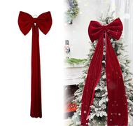 Grandi fiocchi di Natale in velluto, grandi fiocchi per puntale dell'albero B4Z9