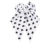 Grandi fiocchi per capelli per ragazze, clip singola, diversi disegni disponibili, fiocco grande per ragazze, donne, fermagli per capelli con fiocco jumbo con coda lunga (pois bianchi)