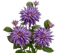 Grandi fiori artificiali di dalia con steli lunghi, 3 fiori finti viola e 3 boccioli finti decorativi, composizioni floreali per la casa, soggiorno, cucina, matrimoni, decorazioni per feste