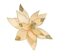Grandi fiori artificiali glitterati per alberi di Natale con petali e steli di stella di Natale pieghevoli, adatti per ghirlande natalizie e progetti di decorazione della casa (oro)