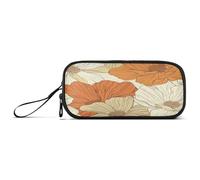 Grandi fiori in nylon beige e arancione scuola matita borse ad alta capacità Mesh Pen Pencil Case Cancelleria Bag per scuola media Teen