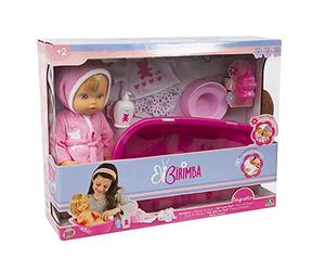 Grandi Giochi Birimba Bagnetto - con Vasca da Bagno Rosa e Altri Accessori per Fare Il Bagnetto a Birimba. Inclusa la Bambola con Il sederino Rosso - BRB03000