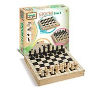 Grandi Giochi Dama Scacchi Tria - Giochi In Legno 3 In 1, Giochi Di Società, Unica Base Per Giocare In Famiglia O Con Amici A Dama, Scacchi, Tria, Per Bambini A Partire Da 8 Anni