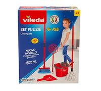 Grandi Giochi - Set Pulizia Vileda for Kids, L'Originale Versione Giocattolo con Scopa, Paletta, Battipanni, Secchio e Mocio, IAM01100