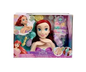 Grandi Giochi - Styling Head, Testa de La Sirenetta Ariel, con vasca inclusa per fare lo shampoo e funzione cambia colore - DND23000
