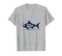 Grandi, Grandi Bugie | Divertente Pesce con Amo Rosso Maglietta, Uomo, Grigio Melange, XXL