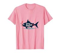 Grandi, Grandi Bugie | Divertente Pesce con Amo Rosso Maglietta, Uomo, Rosa, S