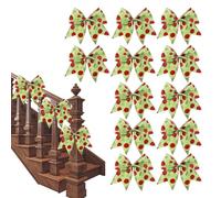 Grandi legami di Natale,Fiocchi grandi per albero di Natale - Fiocco di corona 12 pezzi Fiocco di Natale da 6 pollici | Decorazione fatta a mano verde rosso del punto di scintillio