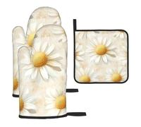 Grandi margherite su uno sfondo bianco resistenti al calore guanti da cucina colorati cuscinetti caldi, carino panettiere, regali da cucina per amanti della cucina cuochi mamma