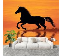 Grandi Murali Poster Animali Al Crepuscolo Carta da Parati Tessuto Non Tessuto 400x280 cm Arancia Carta da Poster Panoramica 3D Decorazione per La Casa per Pareti Fotomurale