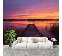 Grandi Murali Poster Bellissimo Lago Al Tramonto Carta da Parati Tessuto Non Tessuto 350x256 cm Scenario Mondialele Carta da Poster Panoramica 3D Decorazione per La Casa per Pareti Fotomurale