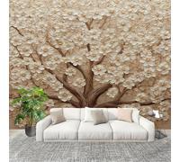 Grandi Murali Poster Lussuoso Albero Di Fiori In Rilievo Carta da Parati Tessuto Non Tessuto 400x280 cm Marrone Carta da Poster Panoramica 3D Decorazione per La Casa per Pareti Fotomurale