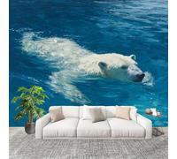Grandi Murali Poster Modello di Orso Polare Animale Carta da Parati Tessuto Non Tessuto 300x210 cm Blu Carta da Poster Panoramica 3D Decorazione per La Casa per Pareti Fotomurale