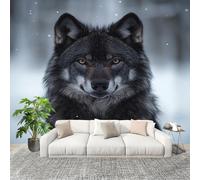 Grandi Murali Poster Primo Piano Del Lupo Animale Carta da Parati Tessuto Non Tessuto 250x175 cm Grigio Carta da Poster Panoramica 3D Decorazione per La Casa per Pareti Fotomurale