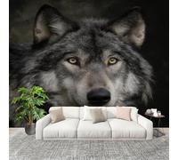 Grandi Murali Poster Primo Piano Del Lupo Grigio Animale Carta da Parati Tessuto Non Tessuto 250x175 cm Grigio Carta da Poster Panoramica 3D Decorazione per La Casa per Pareti Fotomurale