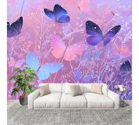 Grandi Murali Poster Romantico Motivo A Farfalla Carta da Parati Tessuto Non Tessuto 250x175 cm Sfumatura Rosa Viola Carta da Poster Panoramica 3D Decorazione per La Casa per Pareti Fotomurale