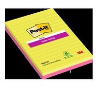 Grandi note adesive Post-It® Super Sticky, rosa e verde, in linee, 127 mm x 203