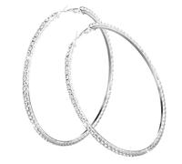 Grandi orecchini a cerchio con diamanti sintetici per le donne Bling strass argento grande orecchino ad anello per festa di nozze, 50mm, Metallo, Nessuna pietra preziosa
