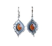 Grandi orecchini a fiori con cristalli rossi arancioni, orecchini pendenti in lega d'argento, gioielli botanici moderni da donna