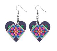 Grandi orecchini in legno con motivo al neon da donna, eleganti gioielli in legno vintage, orecchini leggeri per matrimoni, feste, regalo di tutti i giorni, Apricot shaped, Legno, Legno