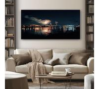 Grandi Paesaggio Fuochi D'Artificio Quadri Moderni Soggiorno Con Cornice Stampe da Parete Città Moderna Quadro su Tela Camera da letto Cucina Ristorante Decor Murale 50x100 cm