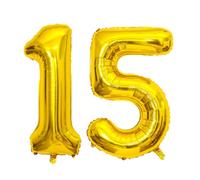 Grandi palloncini dorati con 15 numeri, 101 cm, palloncini Jumbo numero 15, palloncini in Mylar per ragazze dolci per festa di compleanno 15°/51° compleanno, decorazioni per anniversario