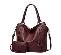 Grandi portafogli da donna, in poliuretano, a tracolla, alla moda, casual, morbido, da donna, con braccioli e tasche, Colore: rosso, taglia unica