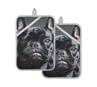 Grandi presine resistenti al calore, con simpatici bulldog francesi, presine per la rabbia, per cucina, con tasca per forno, pastiglie per forno da cucina, confezione da 2