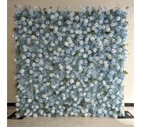 Grandi rose artificiali azzurre su base di stoffa con parete floreale di foglie verdi, parete di sfondo vegetale fatta a mano, per vetrine di centri commerciali/sfondi di matrimoni(3*3m/9.8*9.8FT)