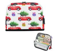 Grandi sacchetti per matite con cerniera astuccio per matite borse per penne in aula per ragazzi decorativi adulti bambini torna a scuola organizzatore rosso auto vintage alberi di Natale