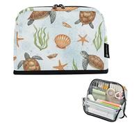 Grandi sacchetti per matite con cerniera, motivo tartarughe marine e stelle marine, astuccio carino per penne per ragazze, organizer per ufficio per il rientro a scuola