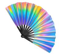 Grandi scomparti pieghevoli per ravie, pratici ventagli olografici con colori scintillanti per festival, abiti arcobaleno, feste da discoteca, decorazioni per la casa e raffreddamento in diverse