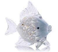 Grandi Statuette a Forma di Pesce in Vetro Soffiato a Mano, Decorazione Tropicale, Arte Marina, Scultura Bianca e Blu, Decorazione Moderna per Casa e Mensole