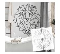 Grandi stencil da parete riutilizzabili con testa di leone geometrica, per pittura, 80 x 91 cm, modello per pittura artistica fai da te per la casa
