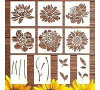 Grandi stencil floreali per la pittura - 10pcs stencil di fiori riutilizzabili | Modelli da disegno di petali | Stencil di fiori di natura creativa | Modello di fiore delle piante per dipingere