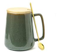 Grandi Tazze Da Caffè In Ceramica, 24 Oz / 700ml Tazze Extra Large, Coperchio E Cucchiaio Abbinati, Per Cappuccino, Latte, Cacao Caldo O Tè Caldo - Regalo Di Vacanza (24 oz Dark Green Set)