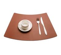 Grandi tovagliette a cuneo per tavoli rotondi, tovagliette reversibili in similpelle lavabili per cucina e sala da pranzo(Marrone,Set of 4)