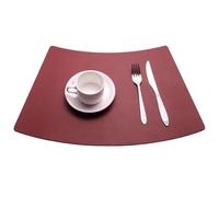 Grandi tovagliette a cuneo per tavoli rotondi, tovagliette reversibili in similpelle lavabili per cucina e sala da pranzo(Wine red,Set of 8)
