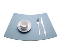 Grandi tovagliette a cuneo per tavoli rotondi, tovagliette reversibili in similpelle lavabili per cucina e sala da pranzo(Light blue,Set of 6)