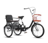Grandi Tricicli a Pedali,biciclette a 3 Ruote Per Uscire,bicicletta Tandem Con Sellino Posteriore,bici Cruiser Generale Con Cestino 20in black upgrade