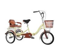 Grandi Tricicli a Pedali,biciclette a 3 Ruote Per Uscire,bicicletta Tandem Con Sellino Posteriore,bici Cruiser Generale Con Cestino 16in beige single