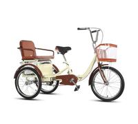 Grandi Tricicli a Pedali,biciclette a 3 Ruote Per Uscire,bicicletta Tandem Con Sellino Posteriore,bici Cruiser Generale Con Cestino 20in beige upgrade