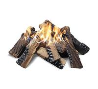 Grandi tronchi in ceramica per caminetto a gas, 10 pezzi, legno senza fumo, decorativi resistenti al calore, impilabili, set di tronchi in finta ceramica per camino, propano, elettrico, gas, inserto