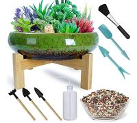 Grandi vasi per piante grasse con drenaggio Fioriere per piante grasse con set di attrezzi per piantare e ciottoli misti da 2,2 libbre - Vaso per bonsai in ceramica per piante di fiori di cactus